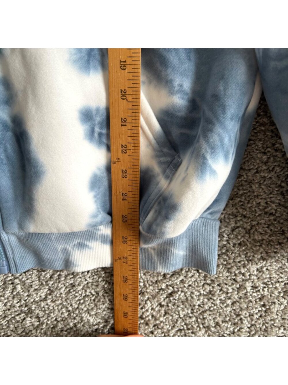 Comfrt Unisex Sz LTie-Dye Full-Zip Hoodie Blue & White Cotton Blend - Picture 9 of 11